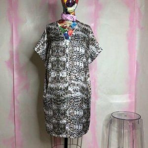 H HALSTON Animal Print Tunic Snake Dress Shift